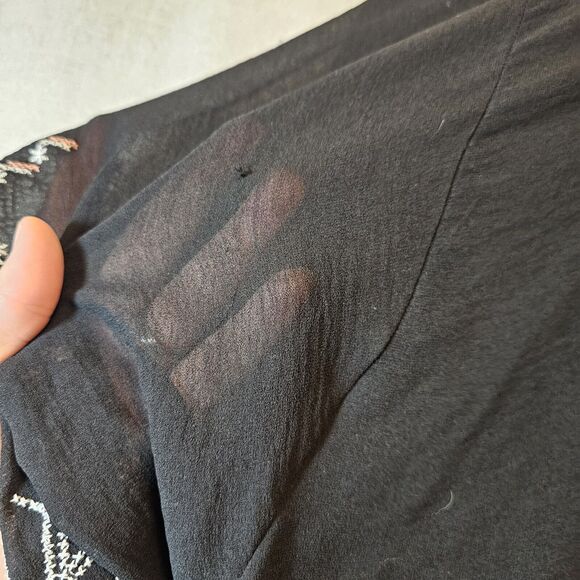 Gibson Latimer Black Kimono Topper Sheer Embroidered Southwest Size Small *flaw* - Picture 9 of 10